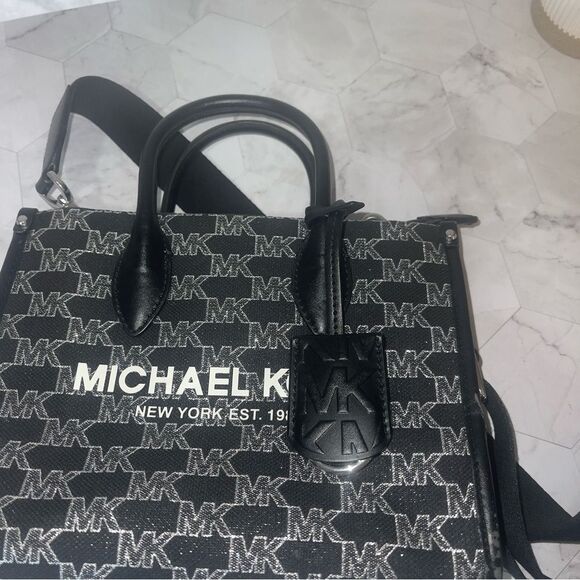 MICHAEL KORS MIRELLA BLACK MULTI METALLIC SM SHOPPER TZ XBODY - Picture 7 of 13